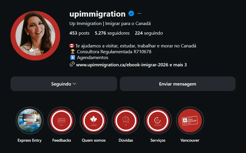 Perfil do Instagram @upimmigration